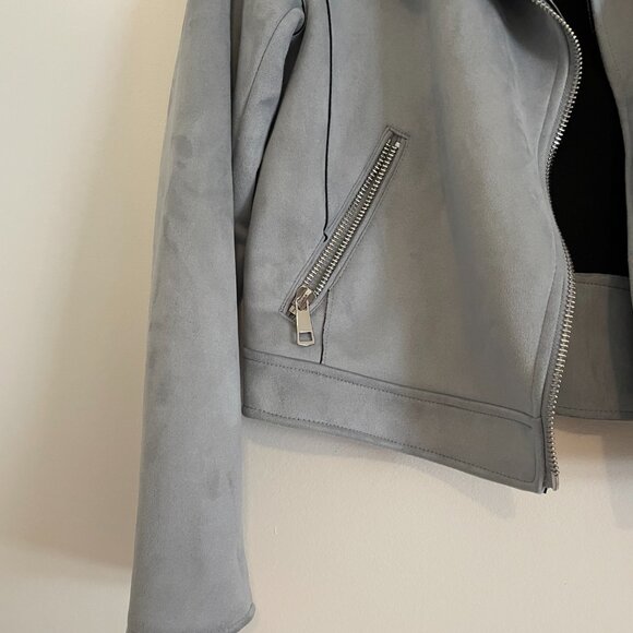 Dynamite Grey Faux Suede Moto Jacket – Size S - Picture 3 of 4